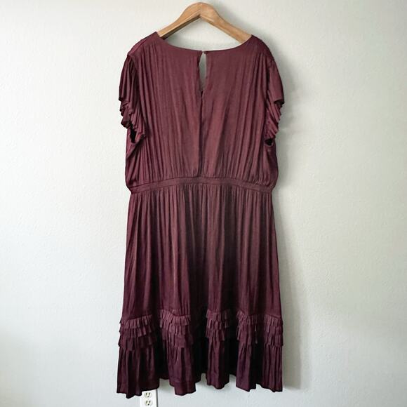 Lane Bryant Short‎ Sleeve Burgundy Draped Midi Dress women's plus size 26 - Picture 10 of 14